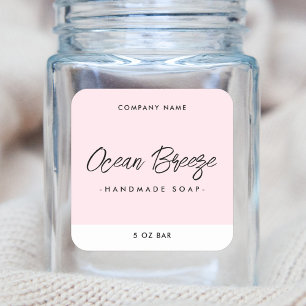 Elegant modern minimal pink square product label