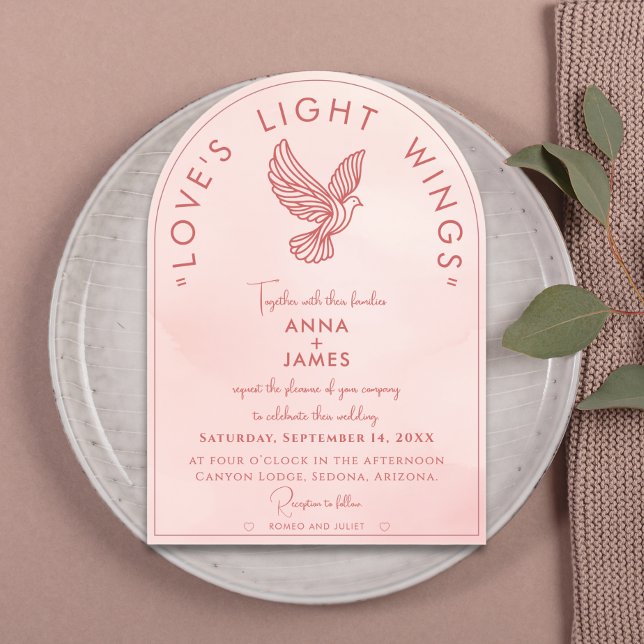 Elegant Modern Minimal Romeo and Juliet Quote Pink Acrylic Invitations (Creator Uploaded)