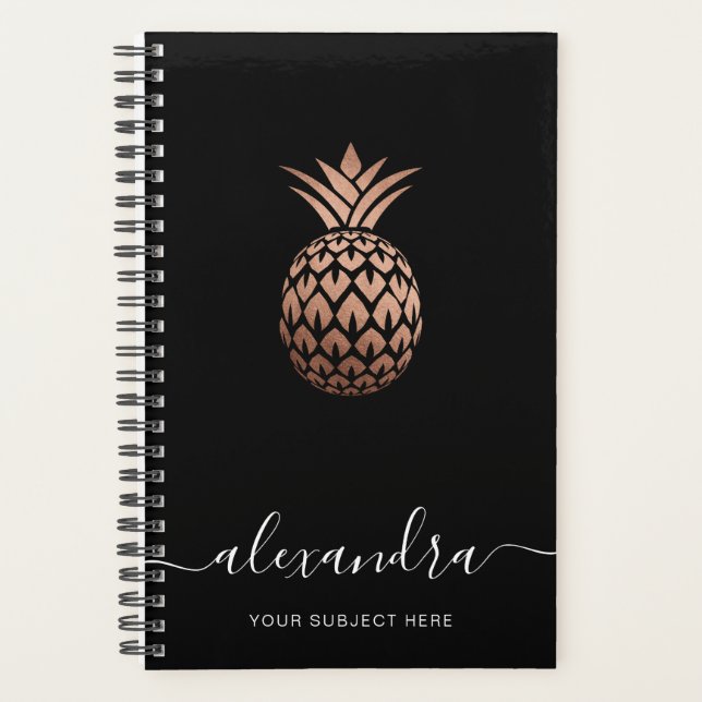 Elegant modern minimal rose gold back pineapple planner (Front)