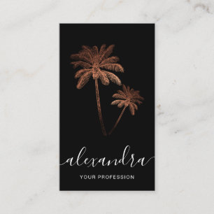Elegant modern minimal rose gold & black palms business card