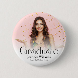 elegant modern minimal script photo Graduation 6 Cm Round Badge