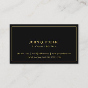 Elegant Modern Minimal Simple Template Black Gold Business Card