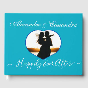 Elegant Modern Minimal Teal Aqua Blue Wedding Gue Guest Book