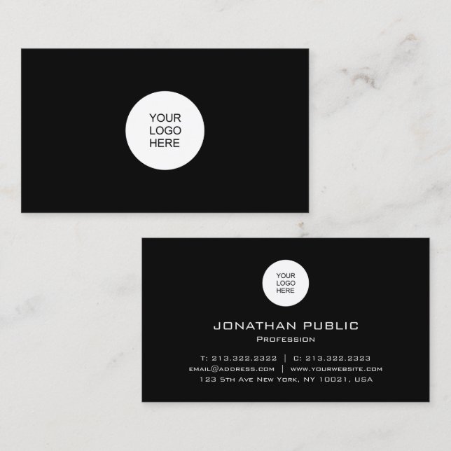 Elegant Modern Minimal Template Upload Your Logo Business Card (Front/Back)