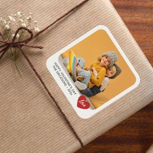 Elegant Modern Minimal Valentine Photo Square Sticker