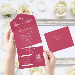 Elegant Modern Minimal Viva Magenta Islamic Nikah All In One Invitation
