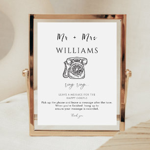 Elegant Modern Minimal Wedding Audio Guestbook  Pedestal Sign