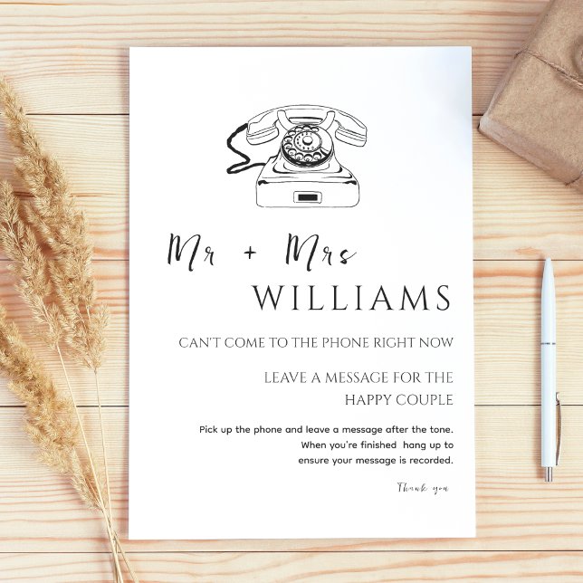 Elegant Modern Minimal Wedding Audio Guestbook  Pedestal Sign (Creator Uploaded)