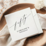 Elegant Modern Minimalist 50th Birthday Napkin<br><div class="desc">Celebrate in style with our Elegant Modern Minimalist 50th Birthday Party Napkins. Featuring the word 'fifty' in a sleek modern calligraphy script, these napkins exude sophistication and charm. Personalise with the guest of honour’s name for a custom touch that perfectly complements the milestone celebration. The minimalist design adds a touch...</div>
