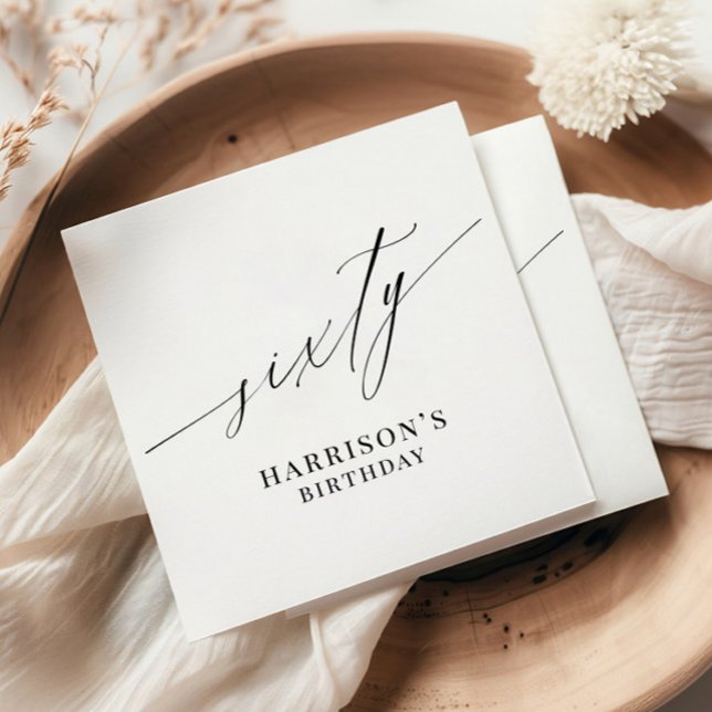 Elegant Modern Minimalist 60th Birthday Napkin (Creator Uploaded)