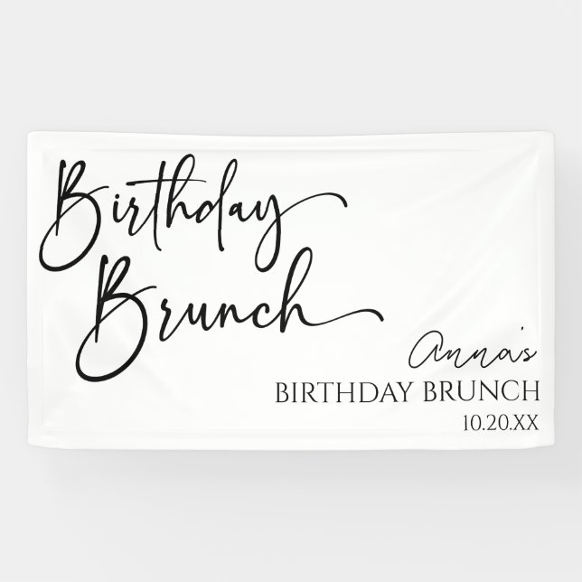 Elegant Modern Minimalist Birthday Brunch Party Banner (Horizontal)