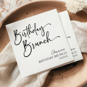 Elegant Modern Minimalist Birthday Brunch Party Napkin