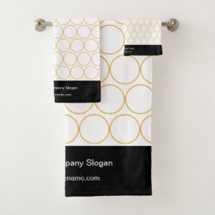 Elegant Modern Minimalist Black and White Logo Bath Towel Set