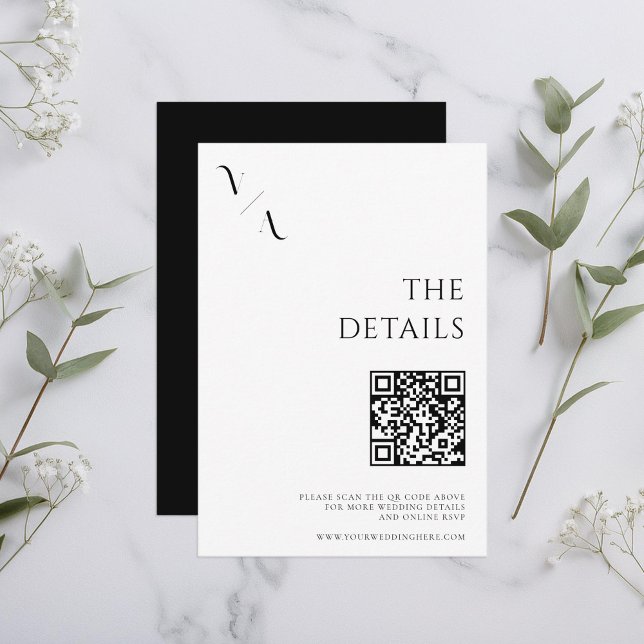 Elegant Modern Minimalist Black and White Wedding Enclosure Card (Creator Uploaded)