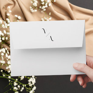 Elegant Modern Minimalist Black and White Wedding Envelope