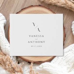 Elegant Modern Minimalist Black and White Wedding Guest Book