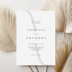 Elegant Modern Minimalist Black and White Wedding Invitation
