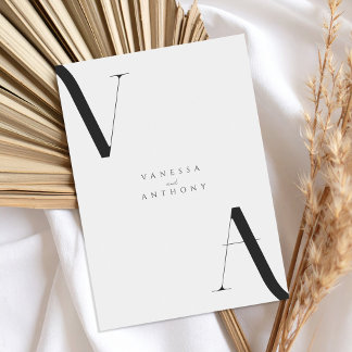 Elegant Modern Minimalist Black and White Wedding Invitation