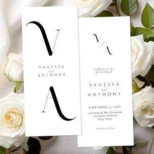 Elegant Modern Minimalist Black and White Wedding Invitation
