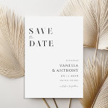 Elegant Modern Minimalist Black and White Wedding  Save The Date<br><div class="desc">Modern wedding save the date invitation with elegant minimalist typography design in black and white colour. Easily personalise with all of your information for custom wedding save the date cards.</div>