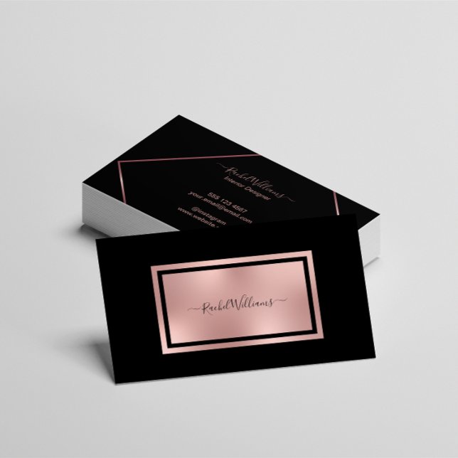Elegant Modern Minimalist Black Gold Rose Business Card (Creator Uploaded)