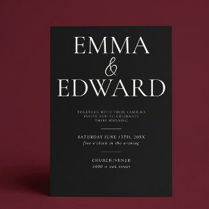 Elegant Modern Minimalist Black Wedding Invitation