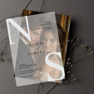 Elegant Modern Minimalist Bold Initials Wedding Vellum Invitations