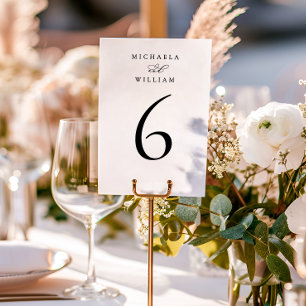 Elegant Modern Minimalist Calligraphy Wedding Table Number