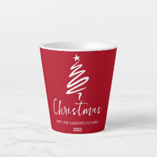 Elegant Modern Minimalist Christmas Family Name Tw Latte Mug