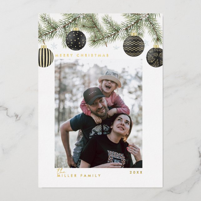 Elegant Modern Minimalist Christmas Foil Holiday Card (Front)