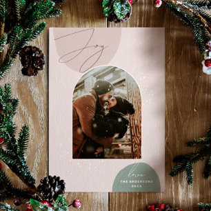 Elegant Modern Minimalist Christmas Joy Photo Holiday Card