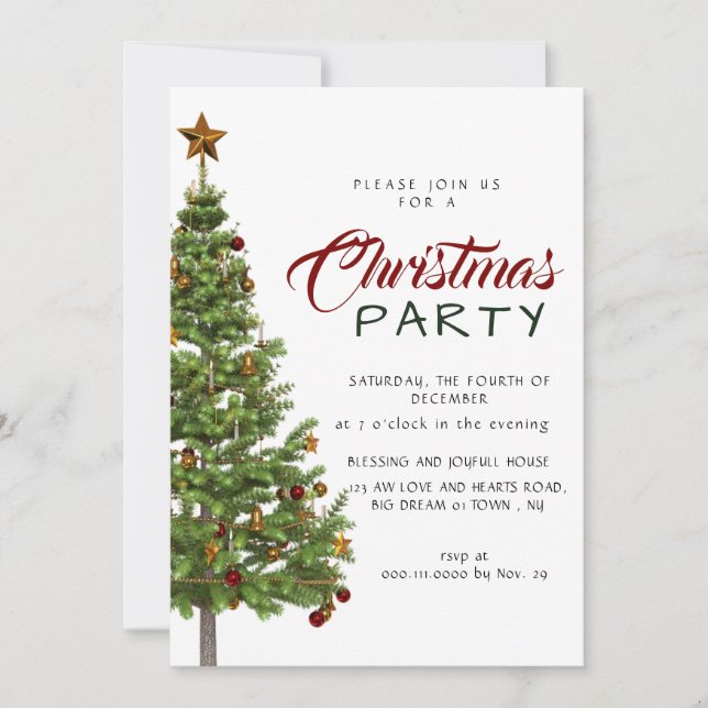 Elegant Modern Minimalist Christmas Party Invitation (Front)