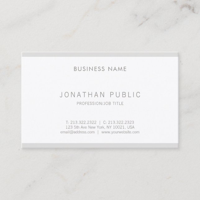 Elegant Modern Minimalist Design Simple Plain Luxe Business Card (Front)