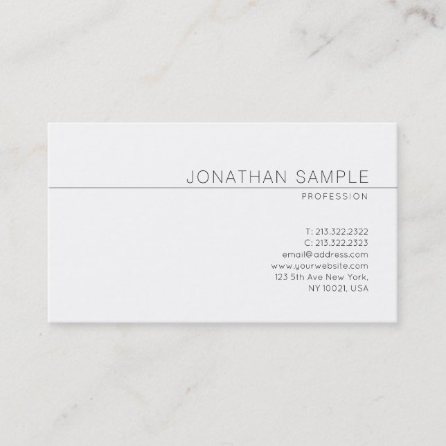Elegant Modern Minimalist Design Trendy Plain Business Card (Front)