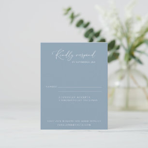 Elegant Modern Minimalist Dusty Blue Wedding RSVP Card