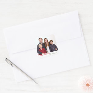 Elegant Modern Minimalist Family Photo Square Sticker