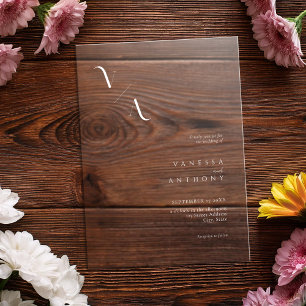 Elegant Modern Minimalist Frosted Wedding Acrylic Invitations