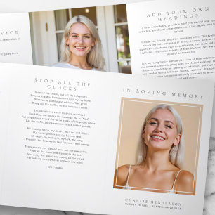 Elegant Modern Minimalist Funeral/Memorial Tri-Fold Programme