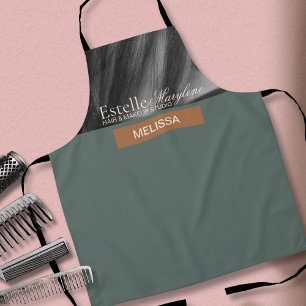 Elegant Modern Minimalist Green Hair Studio    Apron