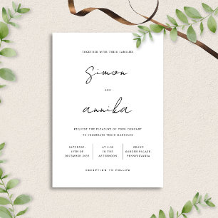 Elegant Modern Minimalist Handwriting Font Wedding Invitation