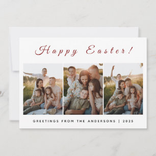 Elegant Modern Minimalist Happy Easter 3 Photo Holiday Card