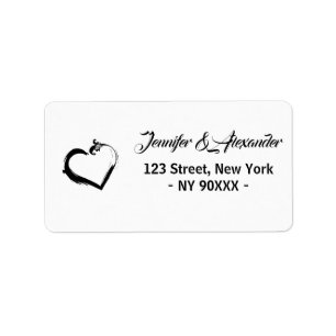 Elegant modern minimalist heart wedding address label
