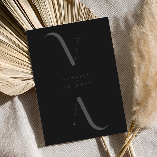 Elegant Modern Minimalist Matte Black Wedding Invitation (Creator Uploaded)