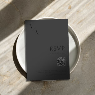 Elegant Modern Minimalist Matte Black Wedding RSVP Card