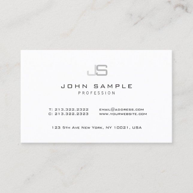Elegant Modern Minimalist Monogram Template Business Card (Front)