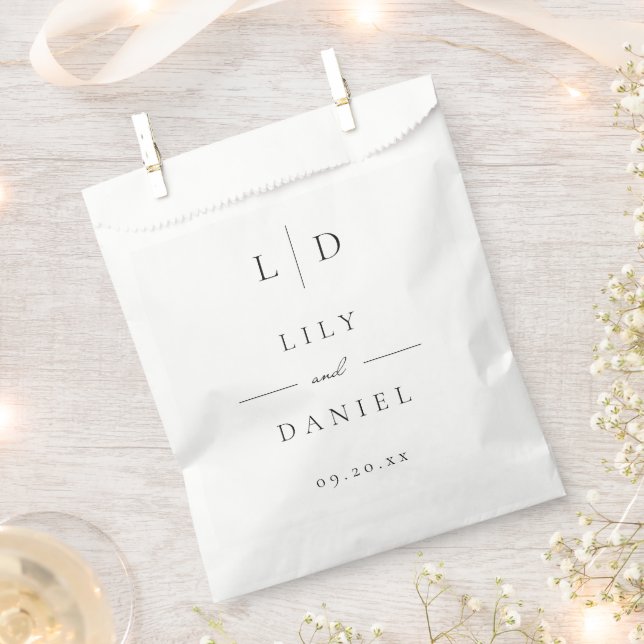 Elegant Modern Minimalist Monogram Wedding  Favour Bag (Clipped)