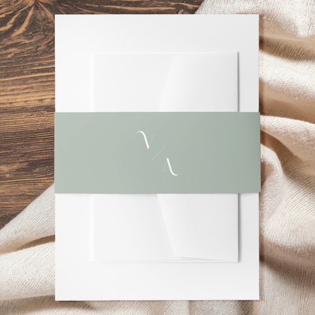 Elegant Modern Minimalist Monogram Wedding Invitation Belly Band (Creator Uploaded)