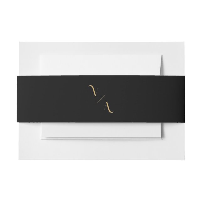 Elegant Modern Minimalist Monogram Wedding Invitation Belly Band (Front Example)
