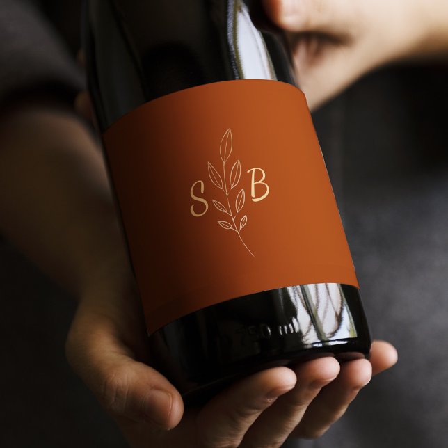 Elegant Modern Minimalist Monogram Wedding Wine Label (Creator Uploaded)