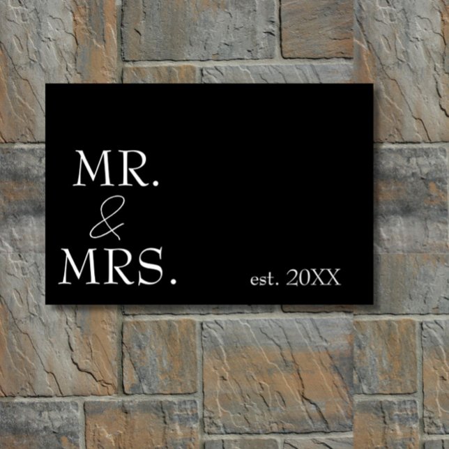 Elegant Modern Minimalist "Mr. & Mrs." Couple Doormat (A modern, elegant "Mr. & Mrs." black + white doormat makes a great gift for a modern, elegant couple)